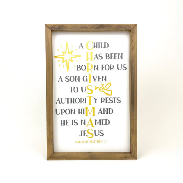 A Child Has Been Born Framed Print