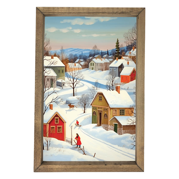 Peaceful Winter Village <br>Framed Art