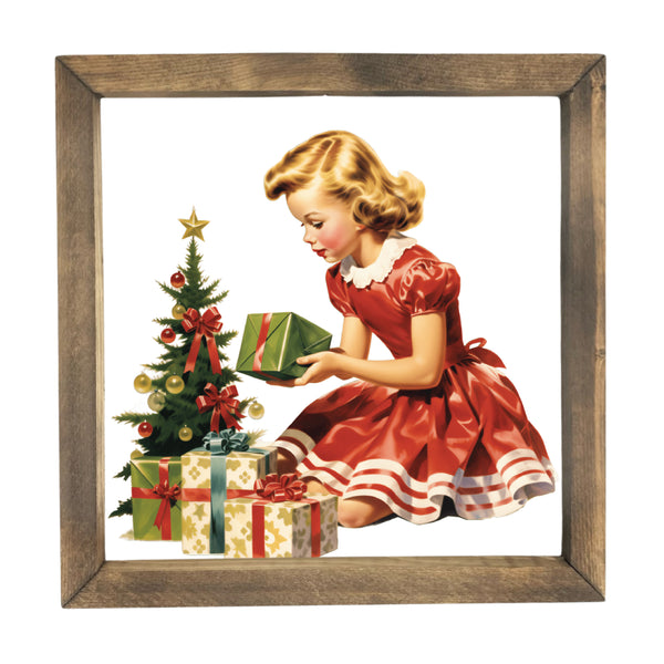 Girl with Mini Christmas Tree <br>Framed Print