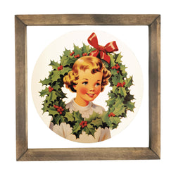 Vintage Girl with Wreath <br>Framed Print