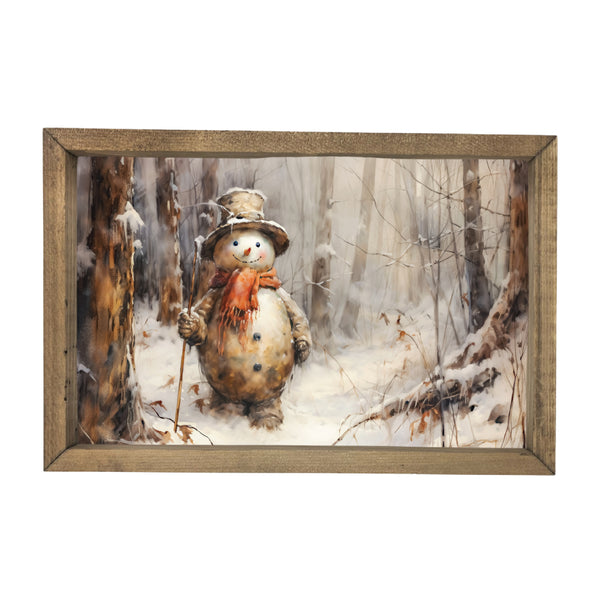 Snowman in the Woods <br>Framed Art