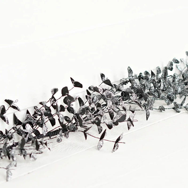 Black Glitter Eucalyptus Garland
