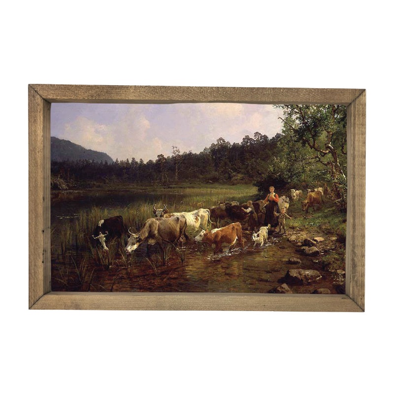 Cows in the River <br>Framed Art