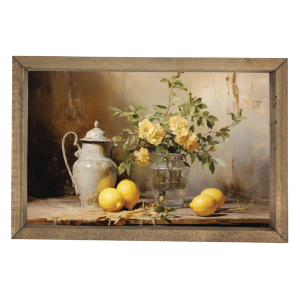 Floral Vase with Lemons <br>Framed Art