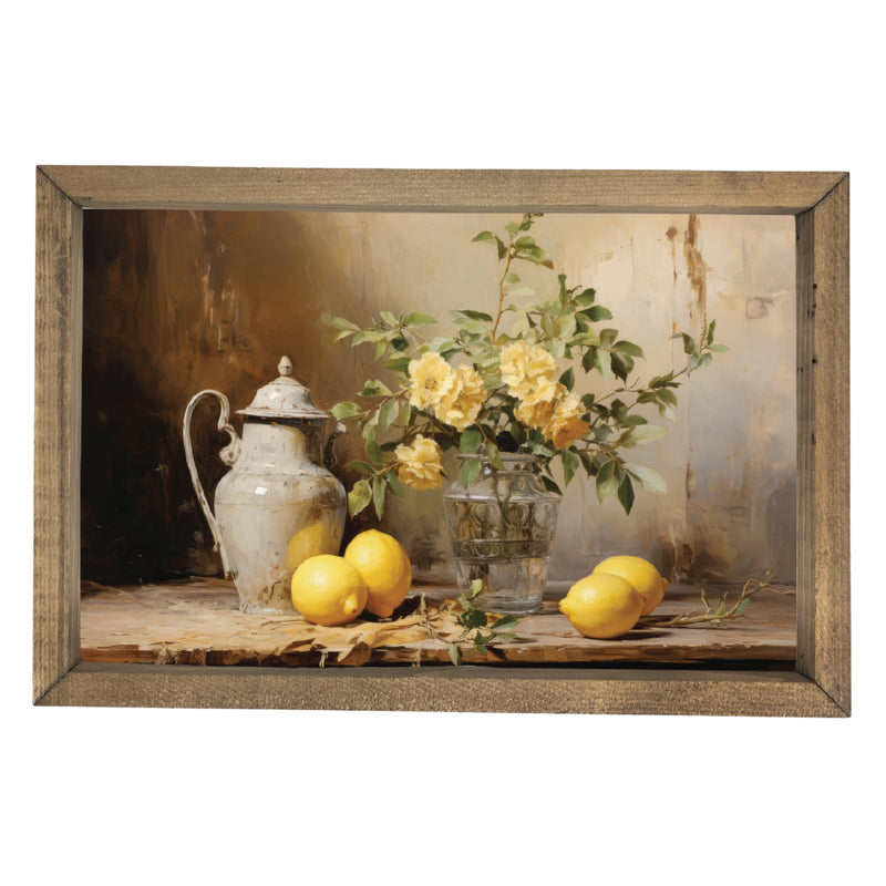 Floral Vase with Lemons <br>Framed Art