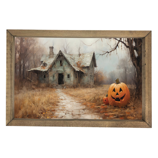 Spooky House with Jackolantern <br>Framed Art