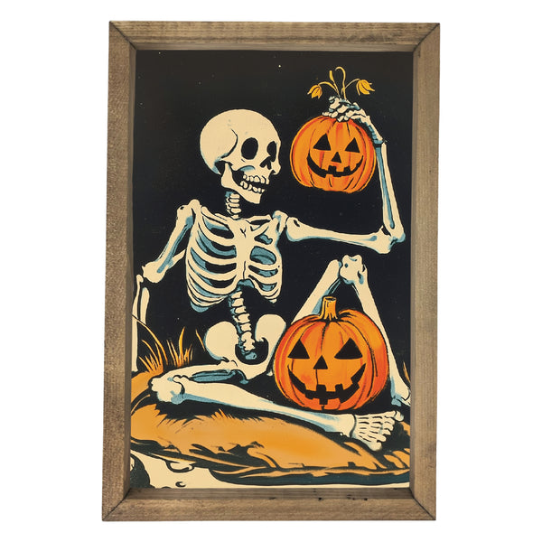Skeleton with Jackolanterns <br>Framed Art
