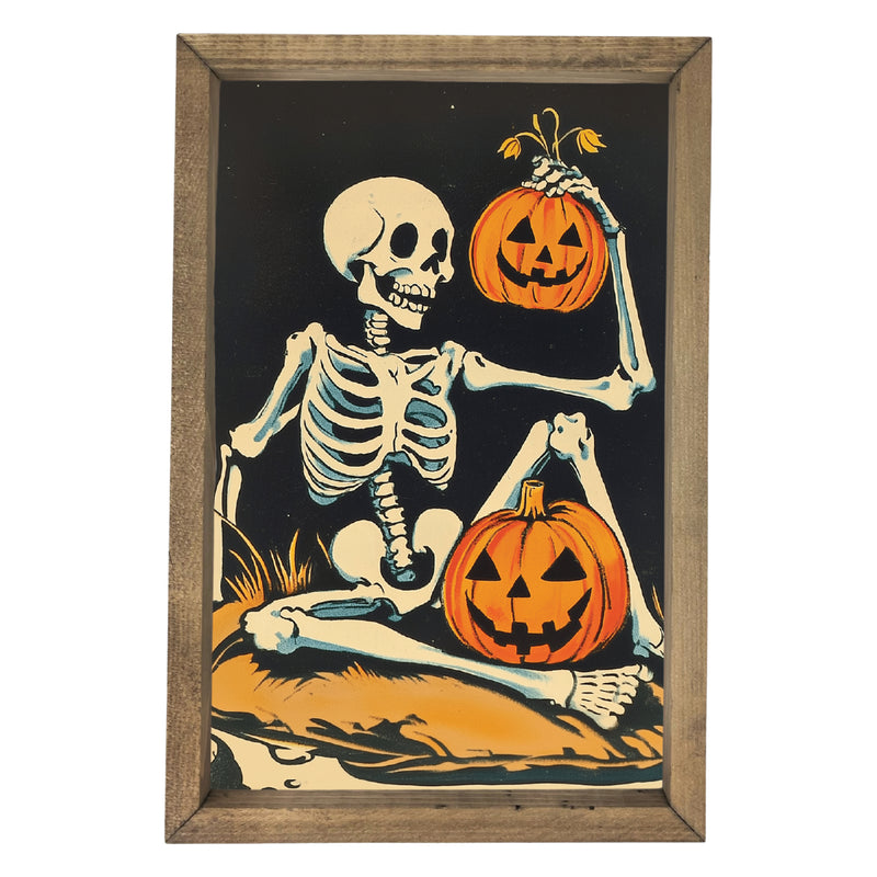 Skeleton with Jackolanterns <br>Framed Art