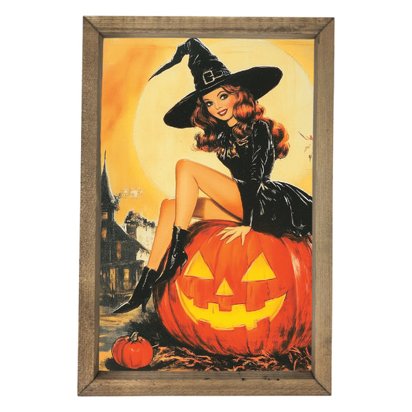 Witch on a Jack O Lantern <br>Framed Art