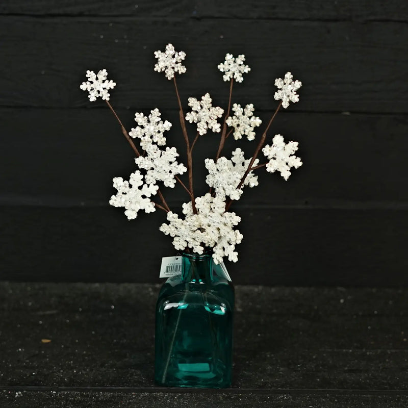 15" Glitter Wood Snowflake Pick