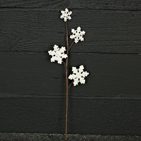 15" Glitter Wood Snowflake Pick