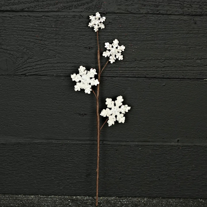 15" Glitter Wood Snowflake Pick