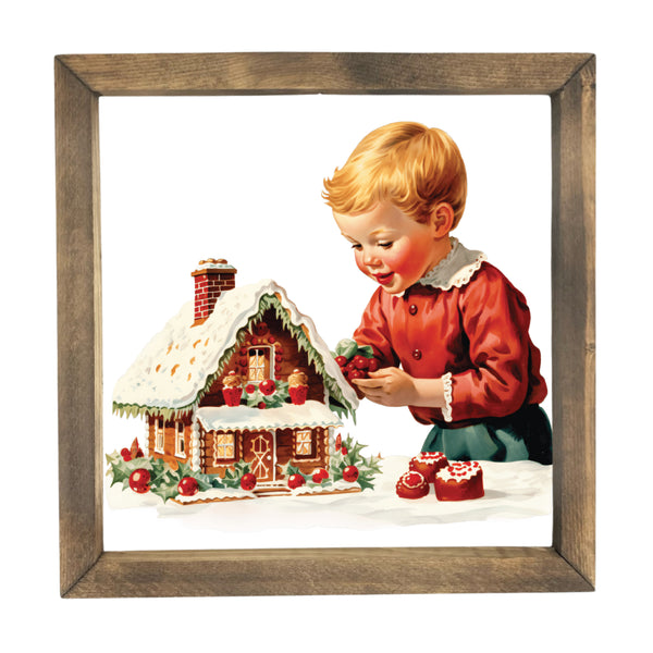 Decorating a Gingerbread House <br>Framed Print
