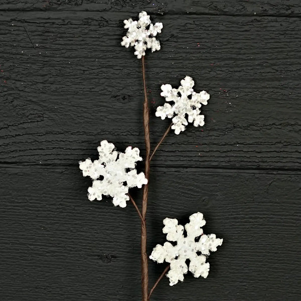 15" Glitter Wood Snowflake Pick