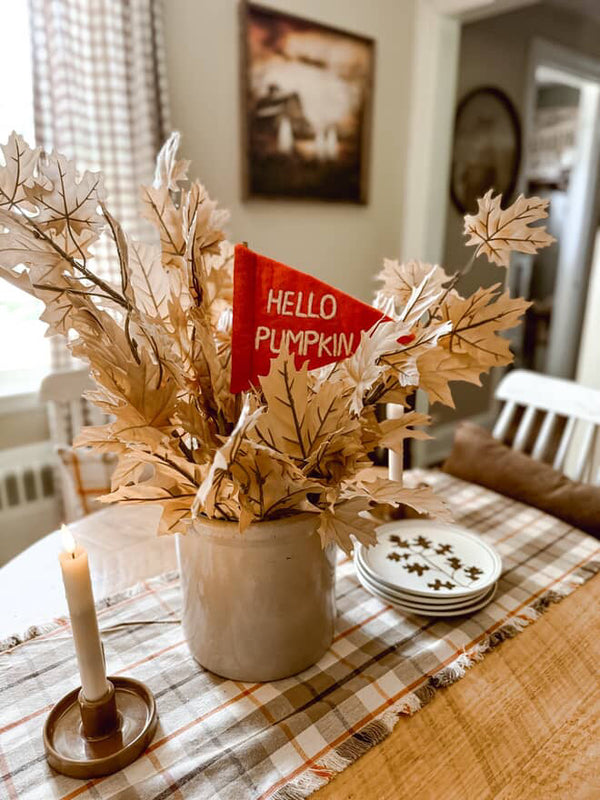 Hello Pumpkin Felt Flag