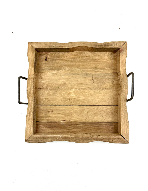 Scalloped Square Wood Tray