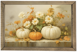 Autumn Pumpkins and Flowers