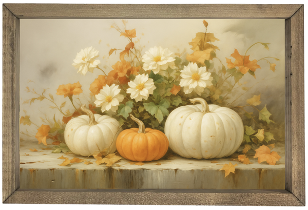 Autumn Pumpkins and Flowers