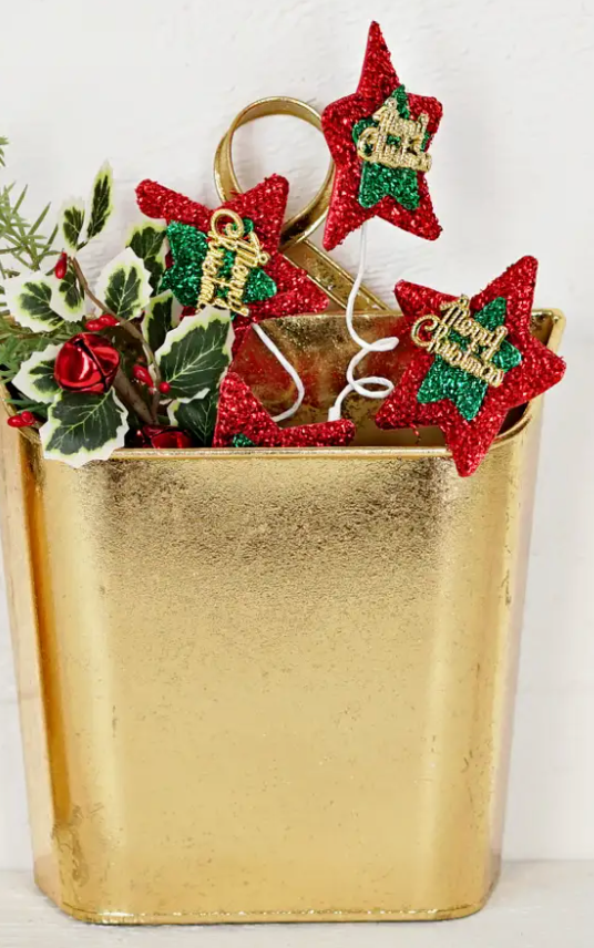 Gold Metal Hanging Wall Bucket