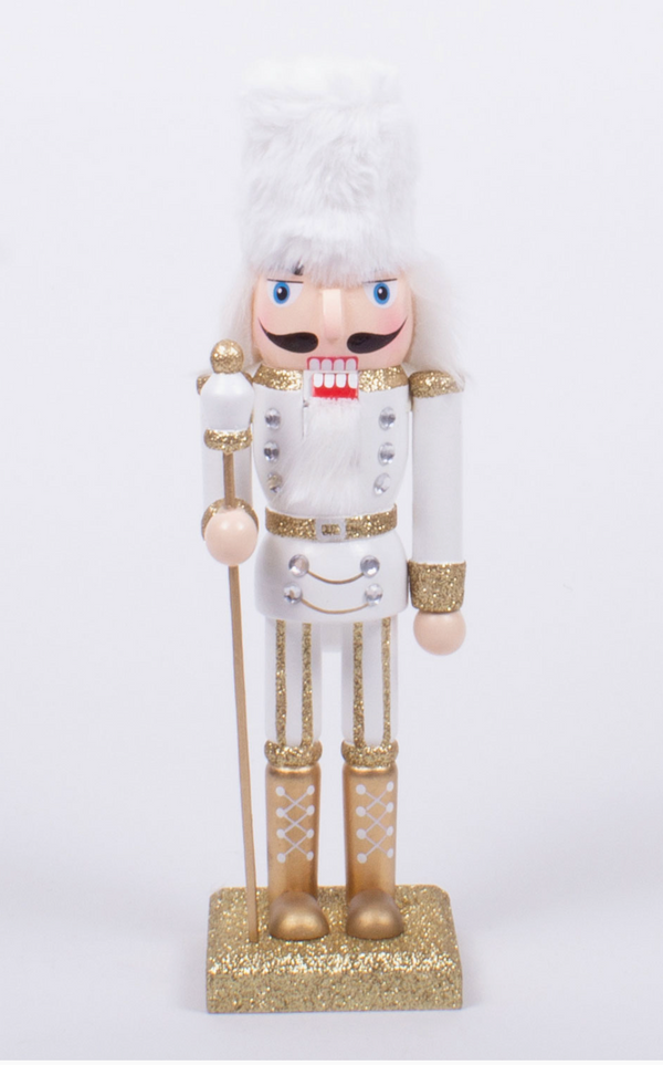 White and Gold 10" Nutcracker