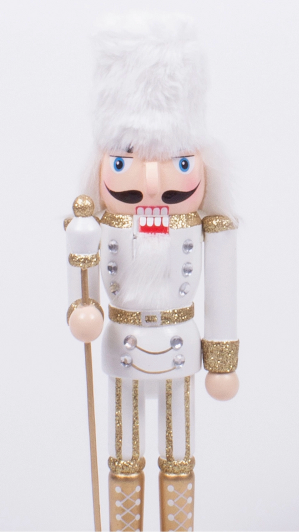 White and Gold 10" Nutcracker