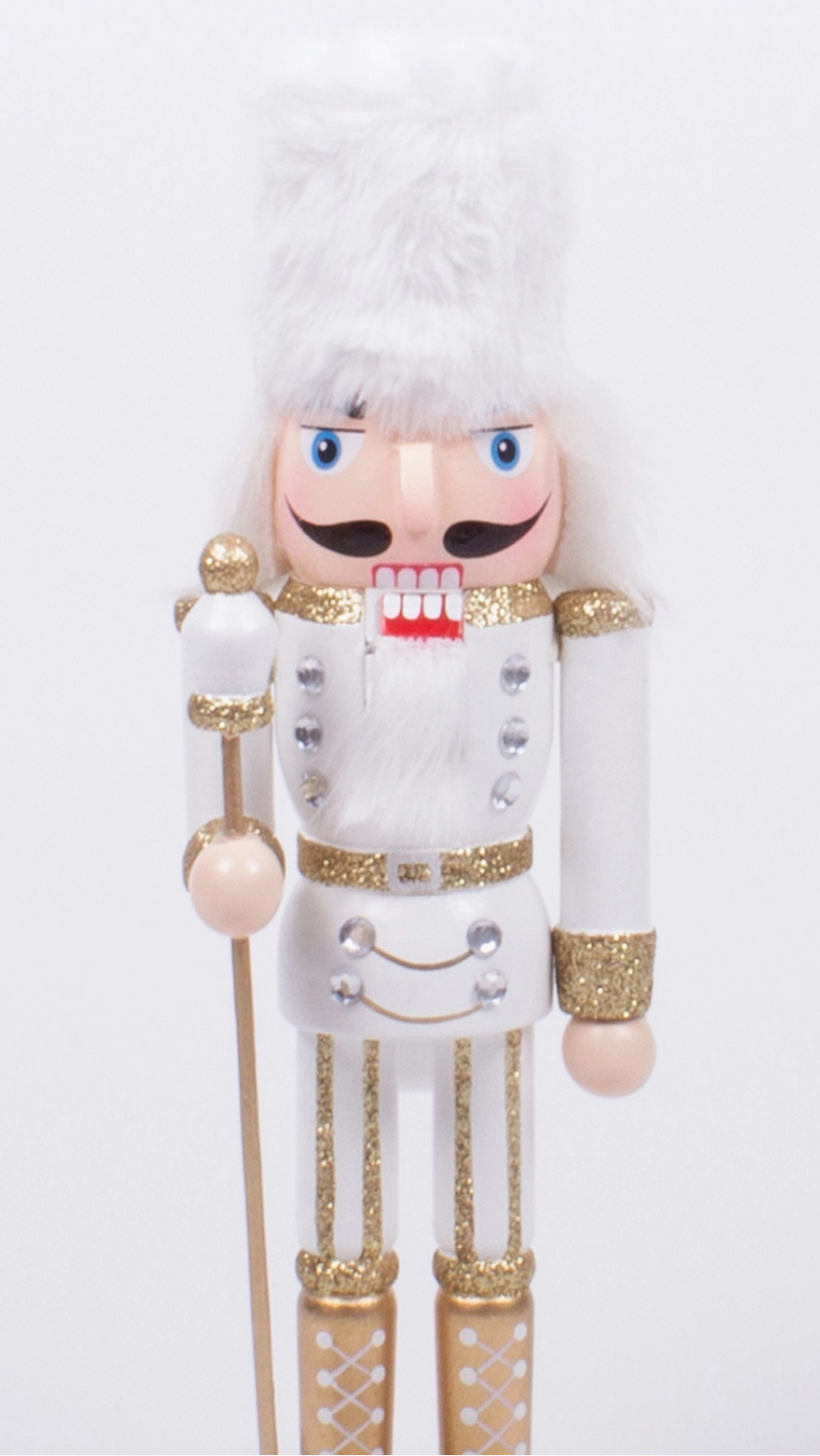 White and Gold 10" Nutcracker