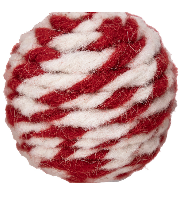 Red/White Twisted Felt Ball Ornament