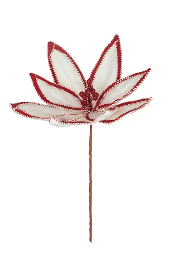 Red/White Poinsettia Pick