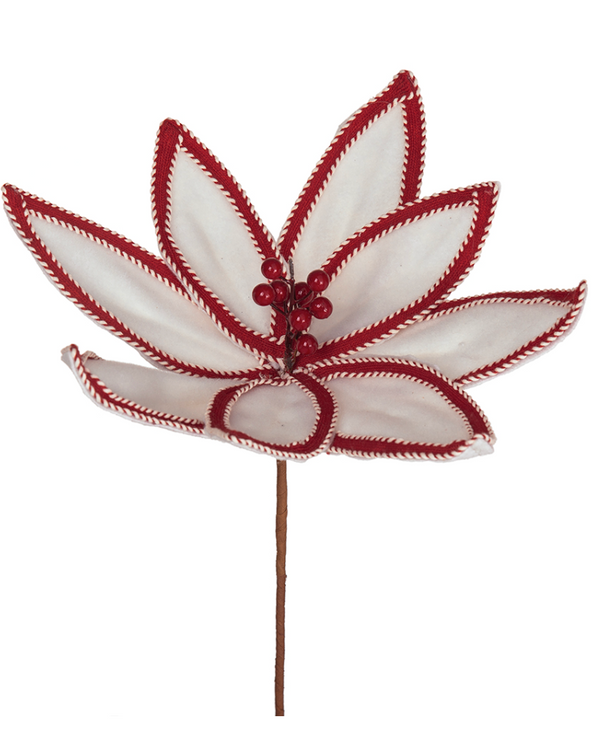 Red/White Poinsettia Pick