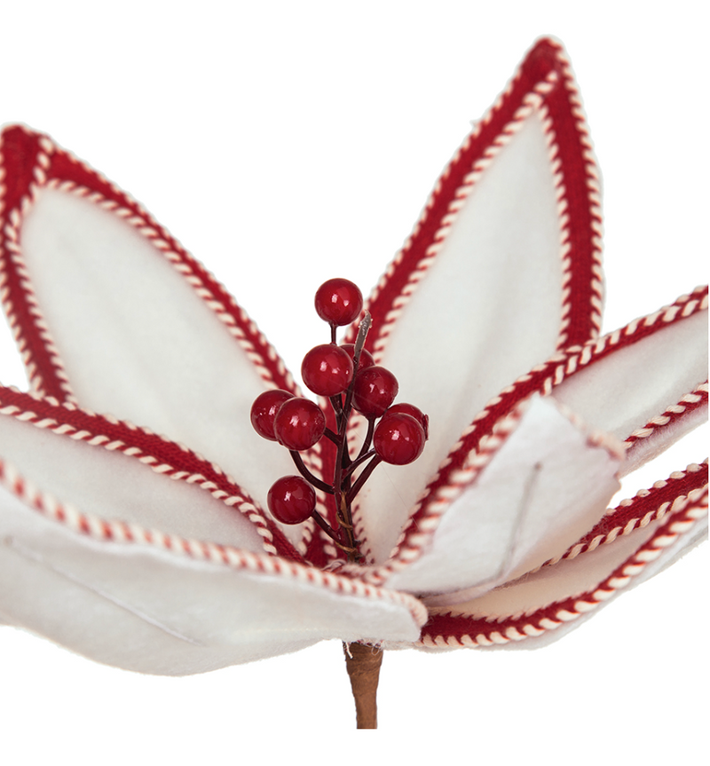 Red/White Poinsettia Pick