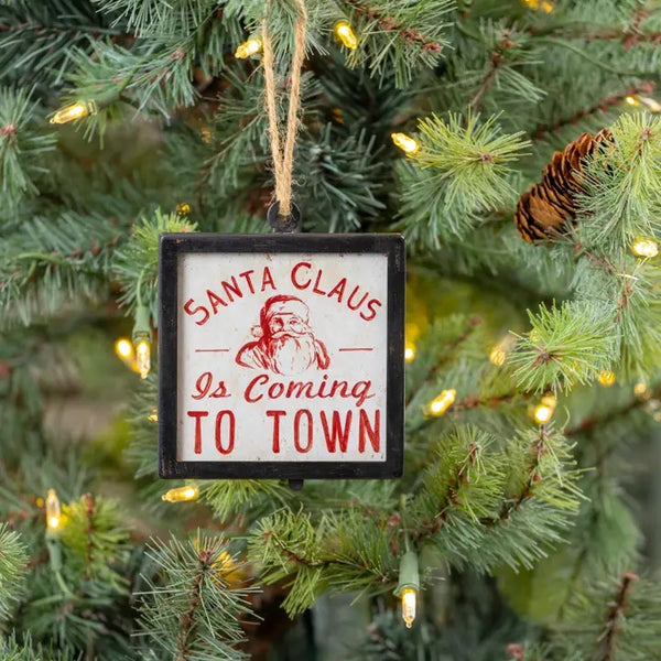 Santa is Coming to Town Metal Ornament