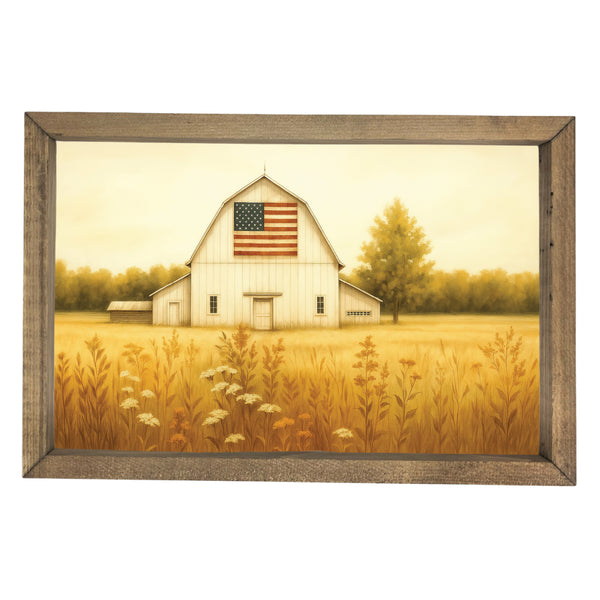 Barn with Flag 1 <br>Framed Art
