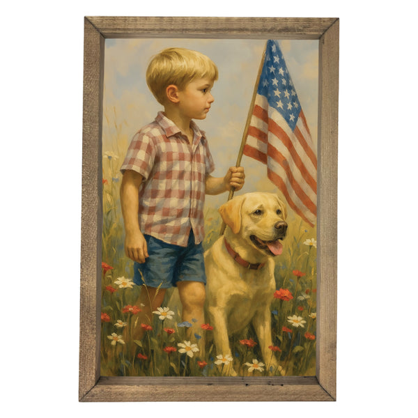 Boy wih Dog <br>Framed Art