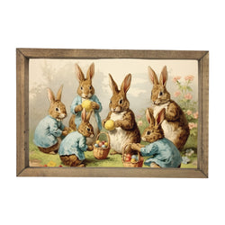 Bunnies Gathering Eggs <br>Framed Art