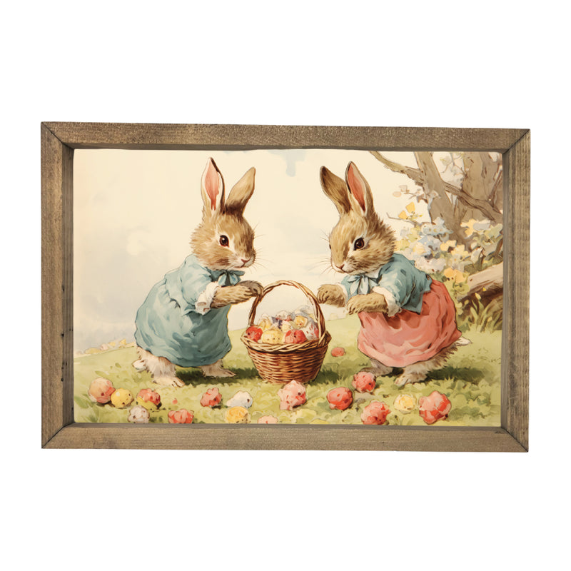 Bunnies with Basket <br>Framed Art