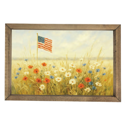 Flag in a Flower Field <br>Framed Art