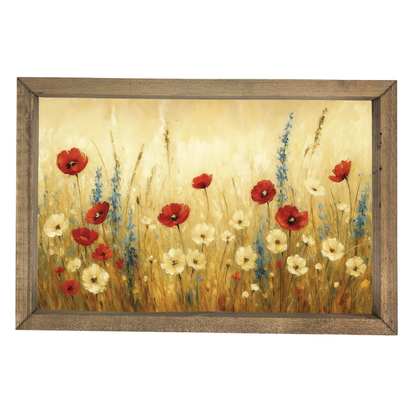 Red and Blue Flower Field <br>Framed Art