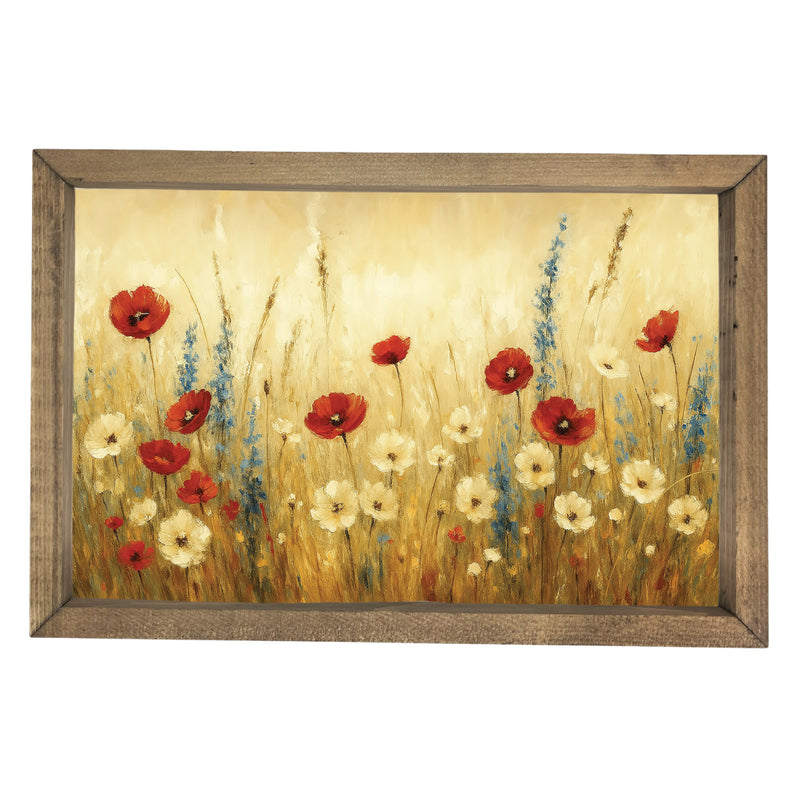 Red and Blue Flower Field <br>Framed Art