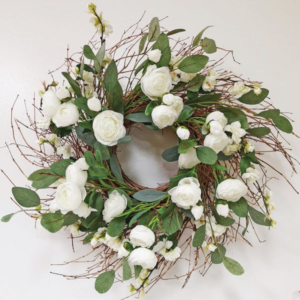 White Ranunculus Wreath