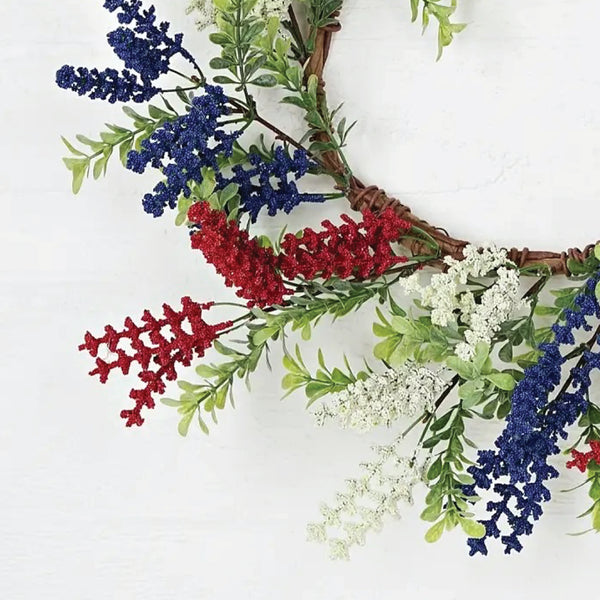 Patriotic Wreath with Boxwood