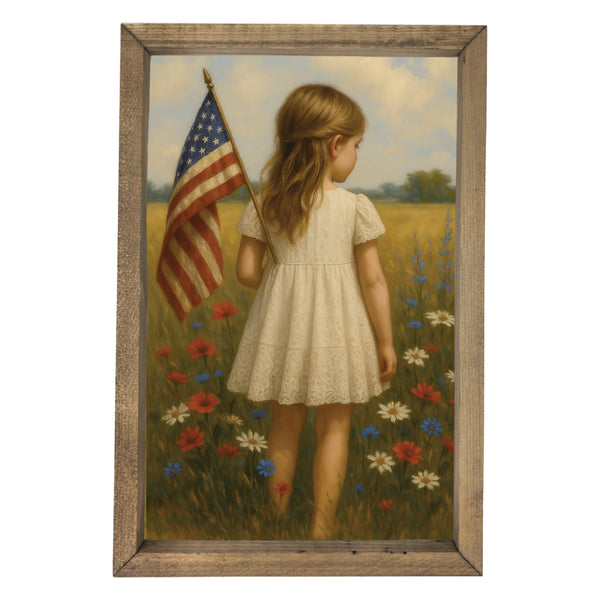 Girl with Flag Back <br>Framed Art