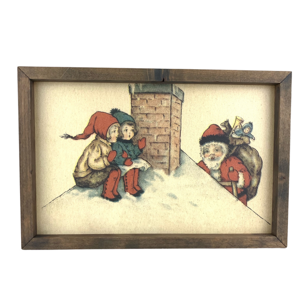 *SALE!* Santa and Children on Roof <br>Framed Print