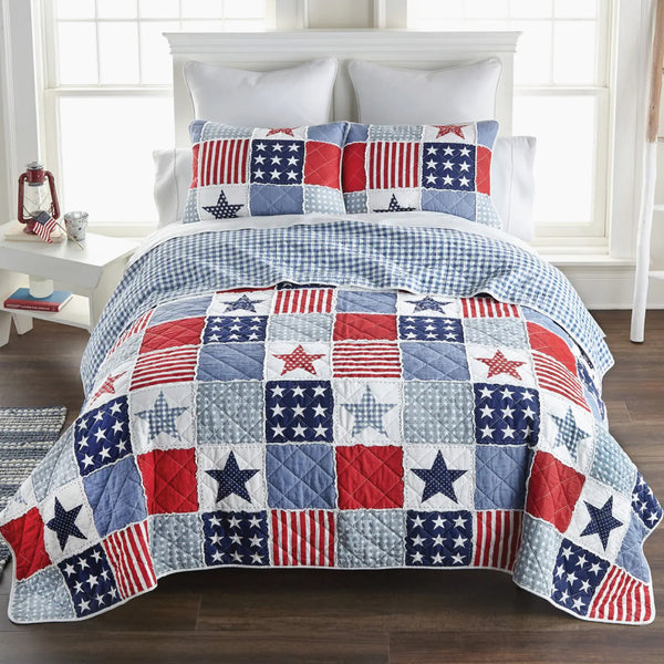 Stars & Stripes Quilted Throw