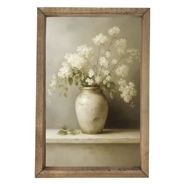 White Flowers in Vase <br>Framed Art