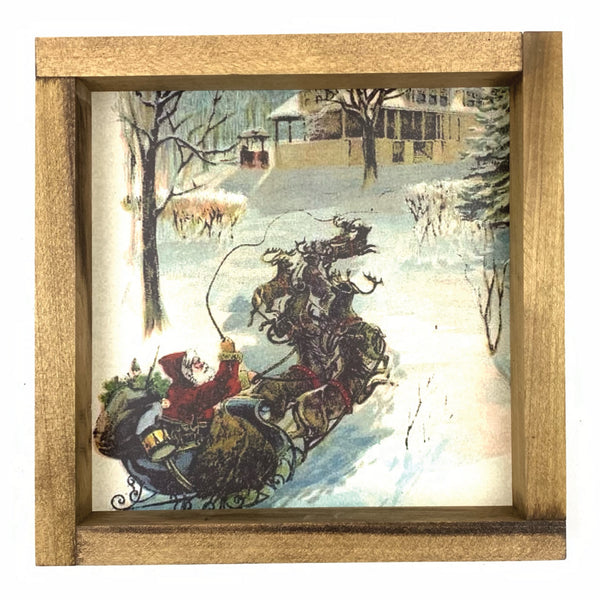 Santa Claus and His Reindeer <br>Framed Art