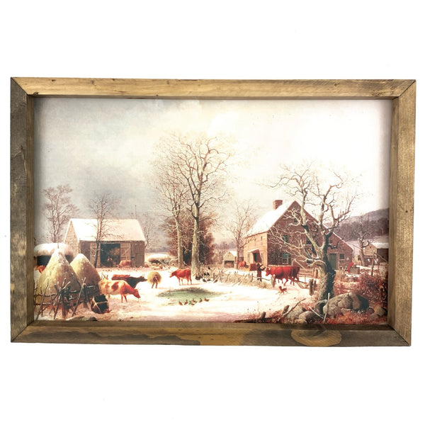 Farmyard in Winter <br>Framed Art