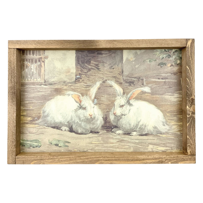 Pair of White Rabbits <br>Framed Art