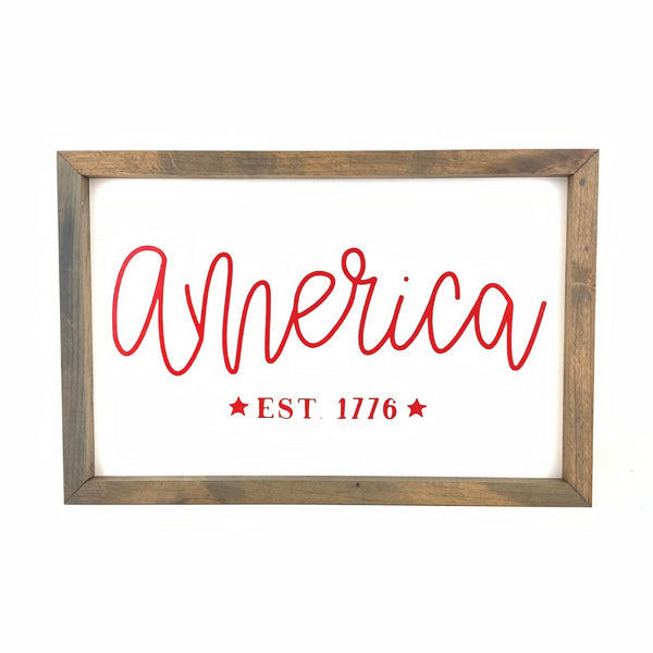 America Est. 1776 Script Framed Saying