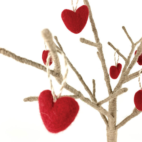 Jute Tree with Heart Ornaments