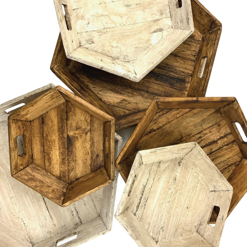 Hexagon Wood Trays